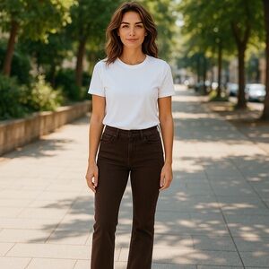 NWT Ecru La Cienega Stovepipe Straight Leg Mid-Rise Jeans in‎ Burgundy Size 26